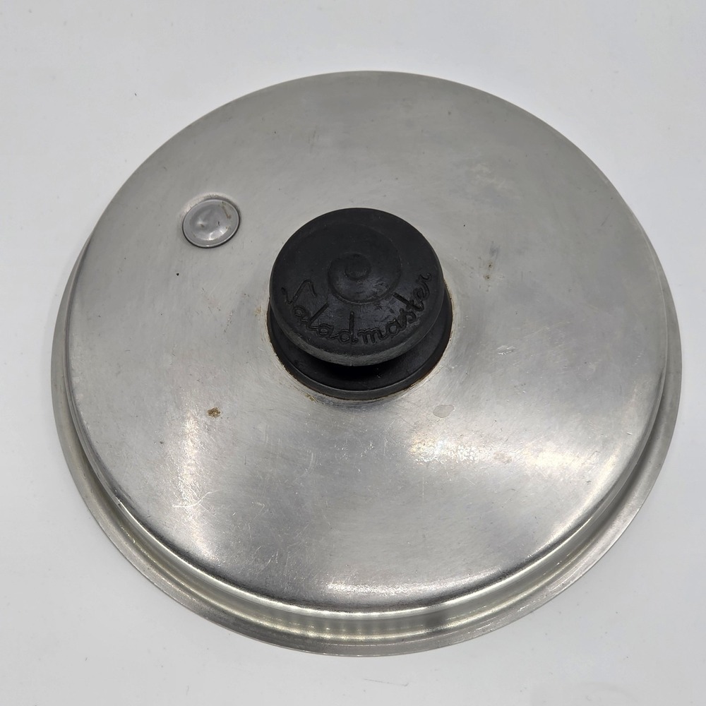 Vintage‎ Saladmaster 7.5" Stainless Steel Lid Replacement w/ Black Knob Vent